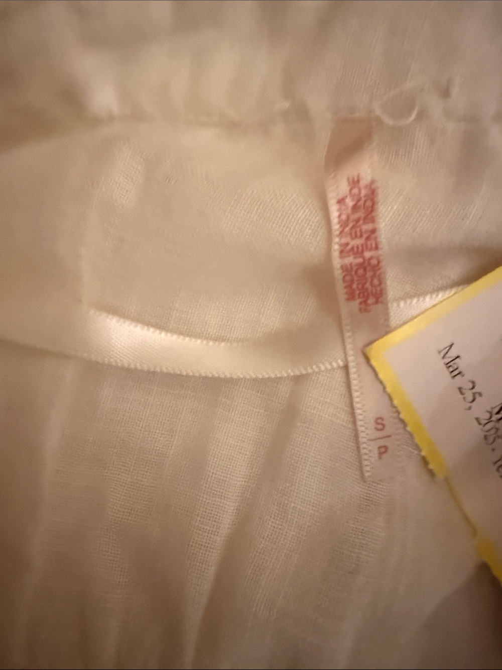 Free People Green Gardens White Gauzy Button-Front Tunic w/ Lace Hem Size Small - Picture 9 of 11